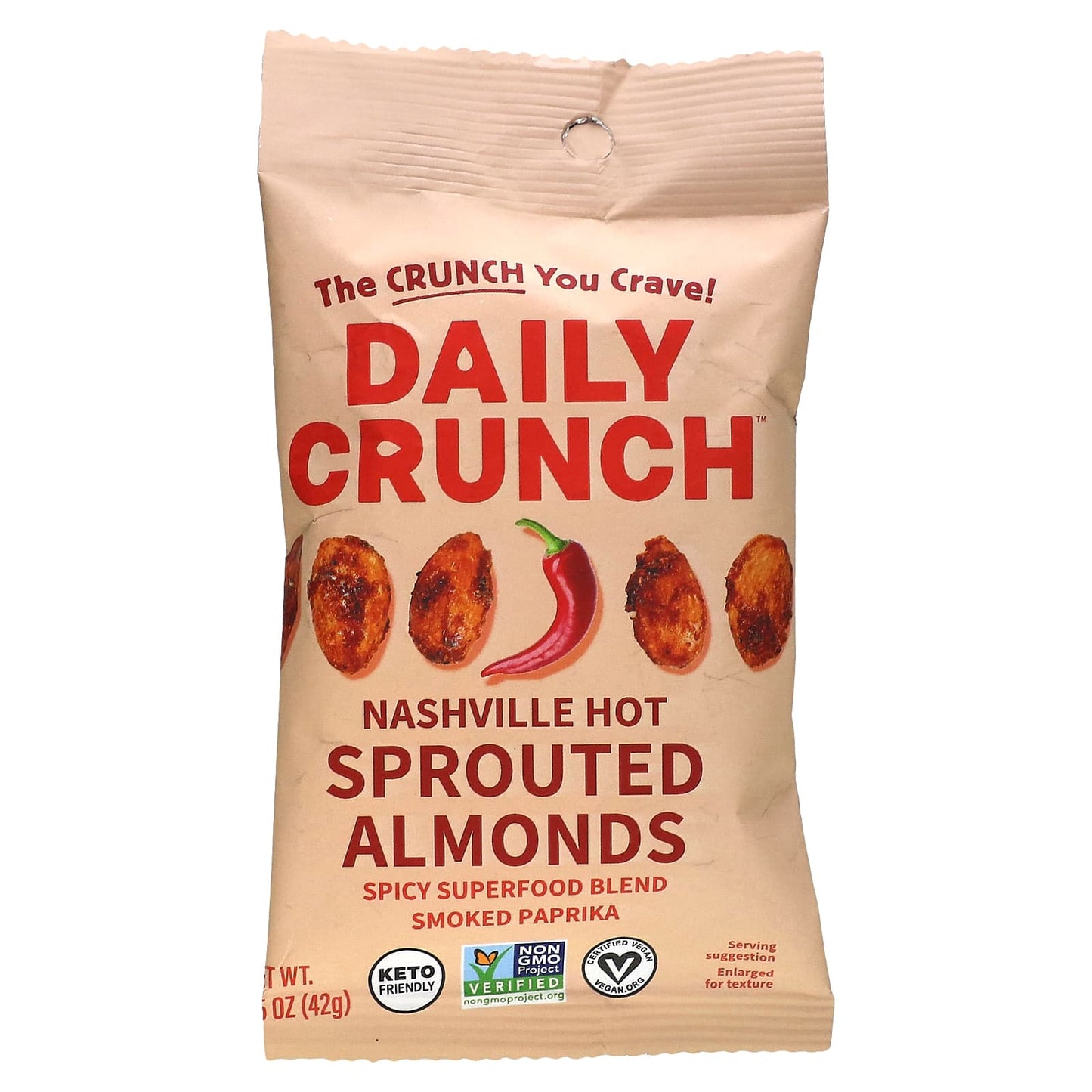 Daily Crunch-Sprouted Almonds-Nashville Hot -1.5 oz (42 g)