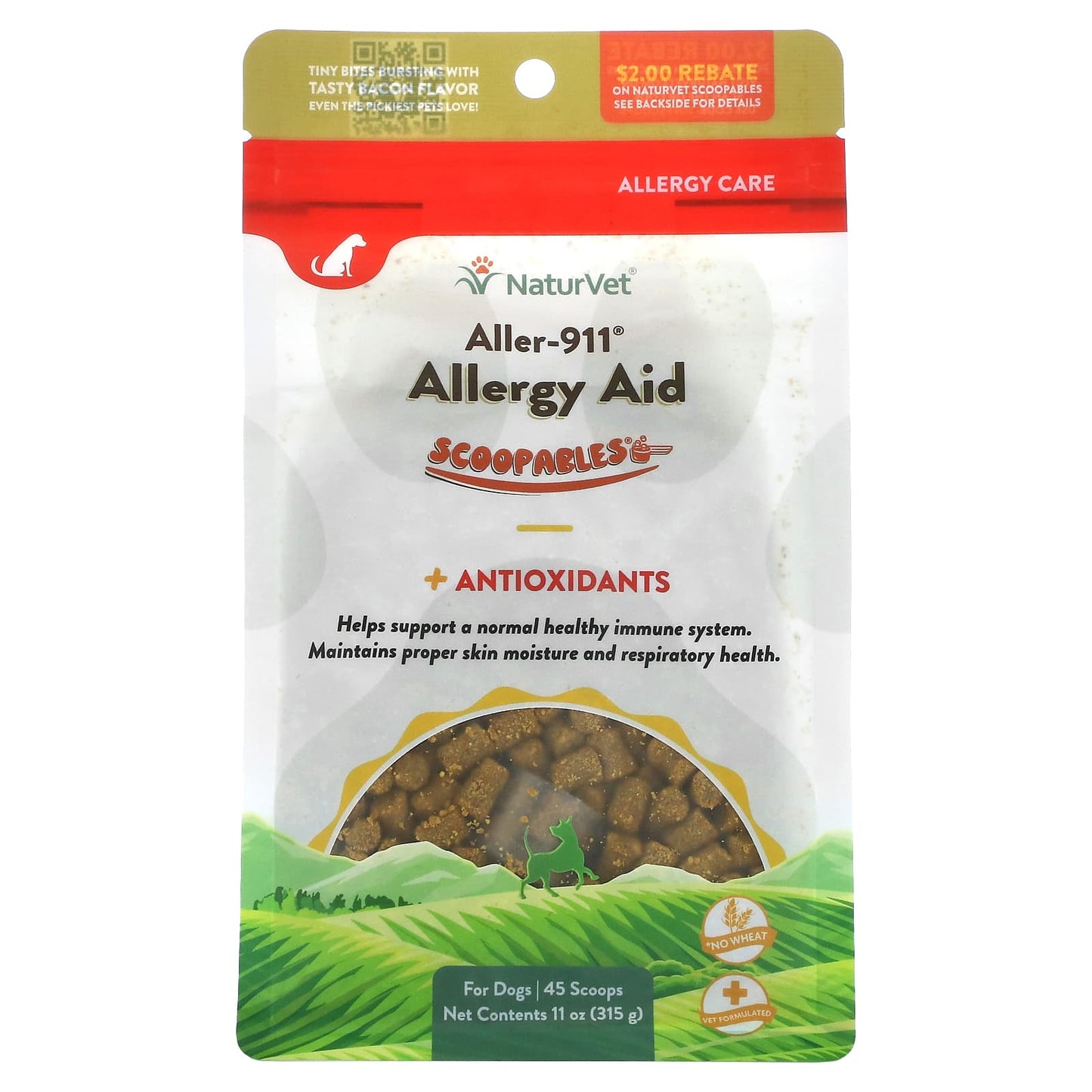 NaturVet-Scoopables- Aller-911 Allergy Aid + Antioxidants-For Dogs-Bacon-11 oz (315 g)