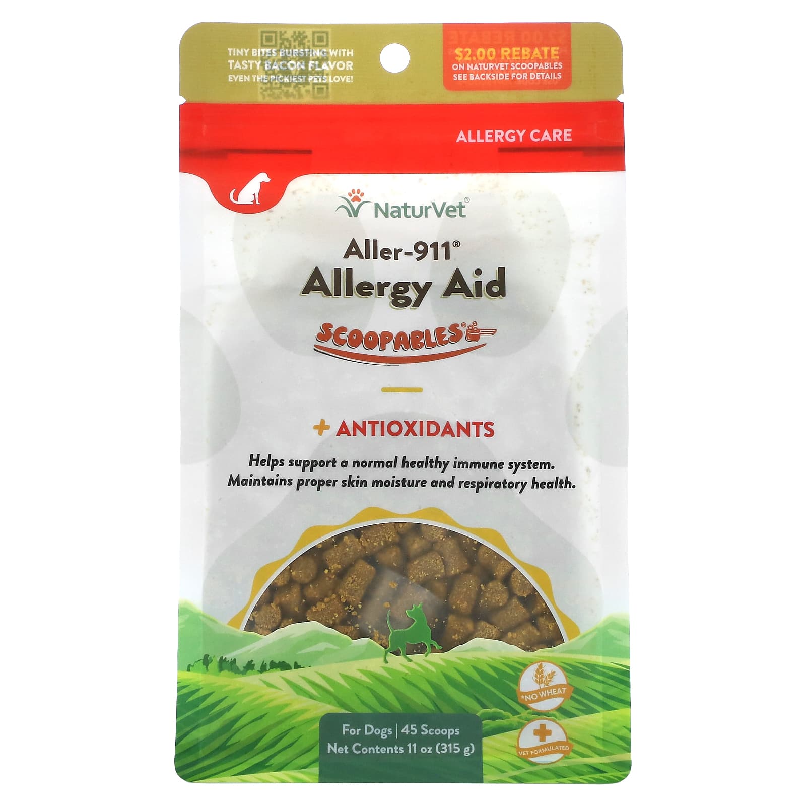 NaturVet-Scoopables- Aller-911 Allergy Aid + Antioxidants-For Dogs-Bacon-11 oz (315 g)