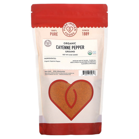 Pure Indian Foods-Organic Ground Cayenne Pepper-8 oz (226 g)