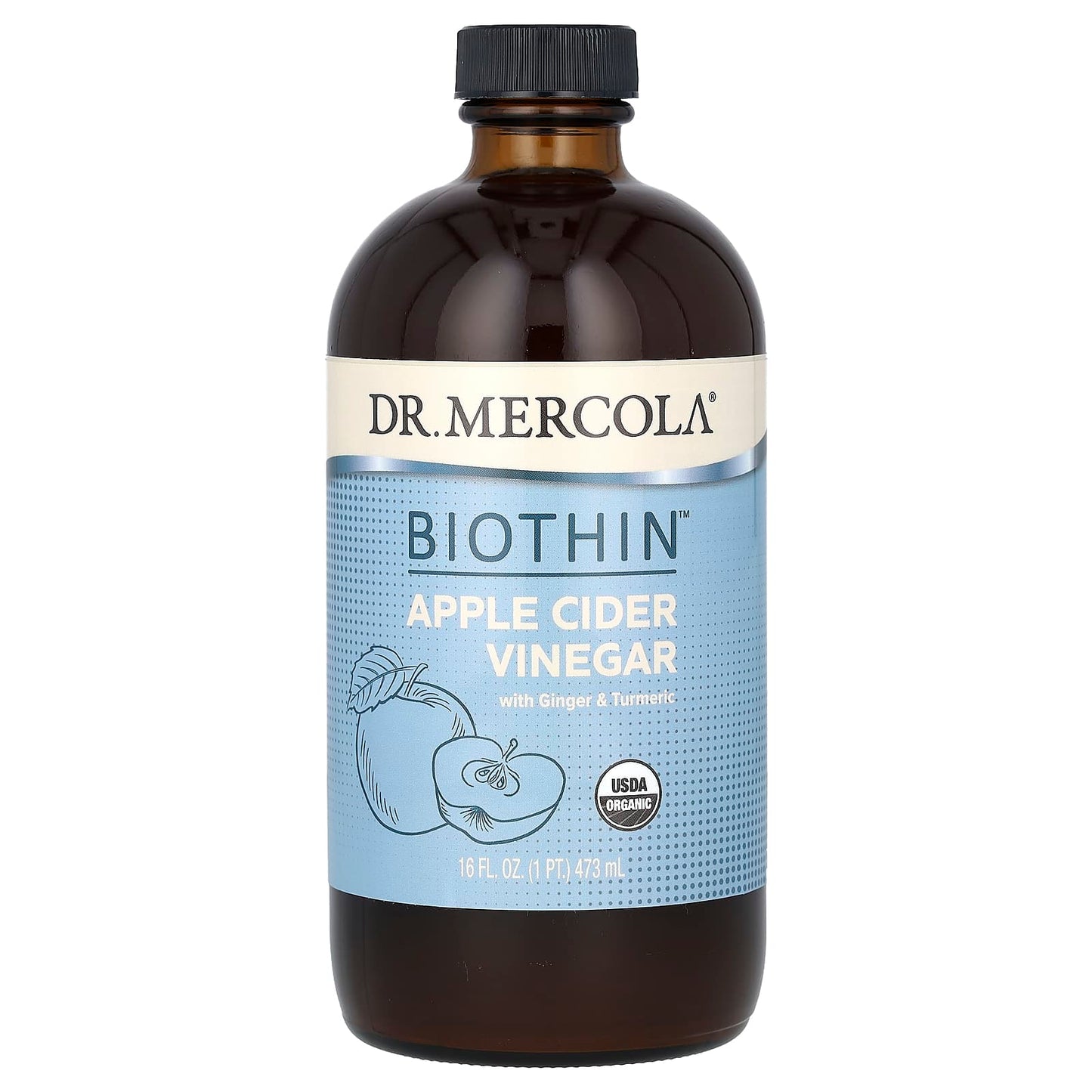 Dr. Mercola-Biothin-Apple Cider Vinegar with Ginger & Turmeric-16 fl oz (473 ml)