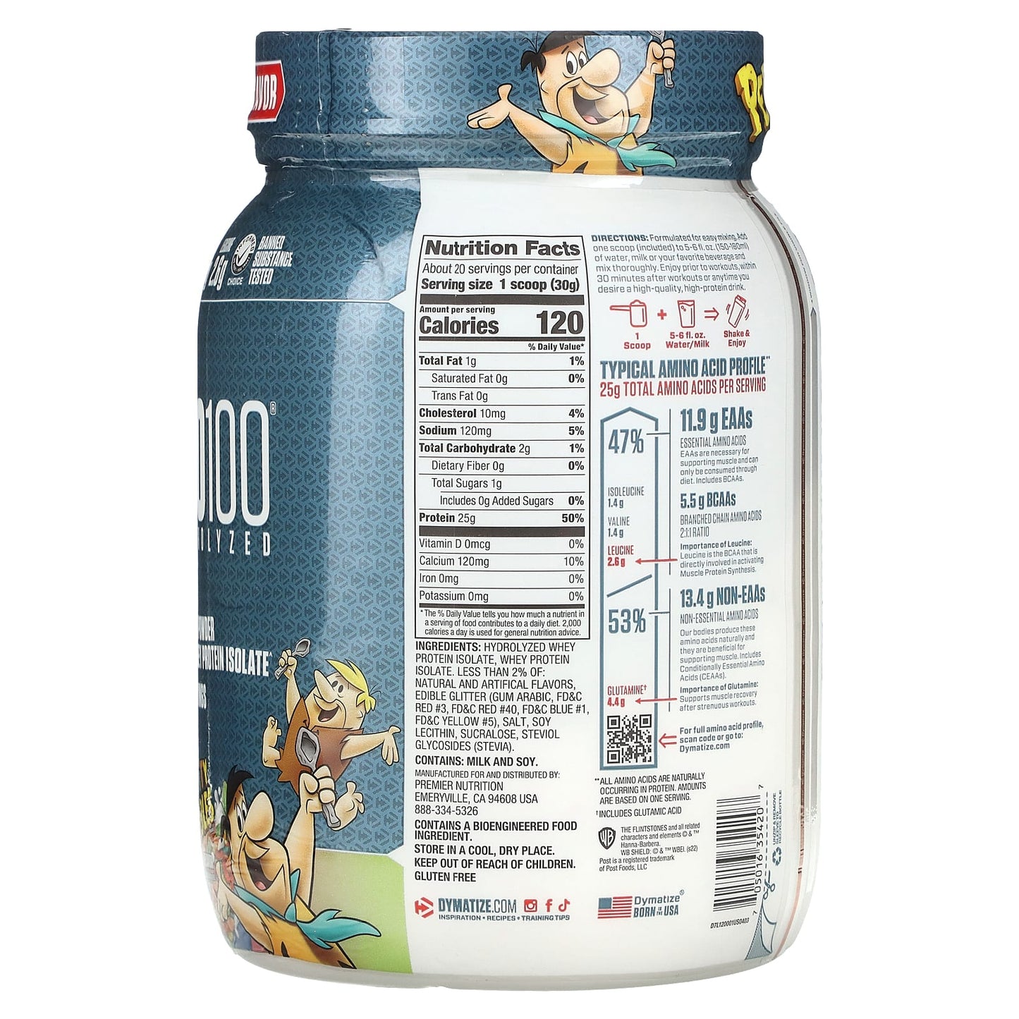 Dymatize, ISO100 Hydrolyzed, 100% Whey Protein Isolate, Fruity Pebbles, 1.34 lbs (610 g)