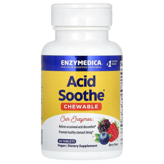 Enzymedica-Chewable Acid Soothe-Berry-30 Tablets