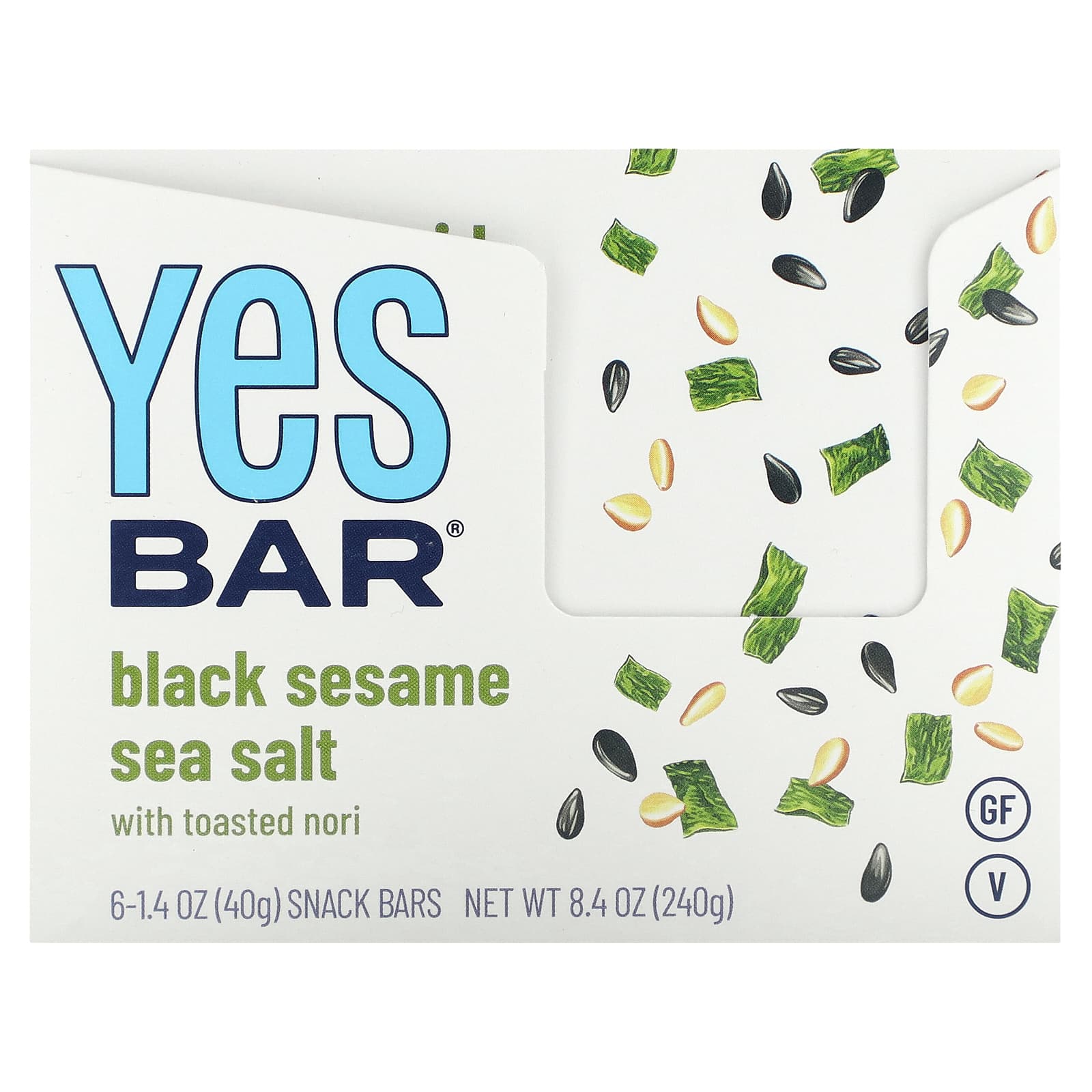 Yes Bar-Snack Bar-Black Sesame Sea Salt-6 Bars-1.4 oz (40 g) Each