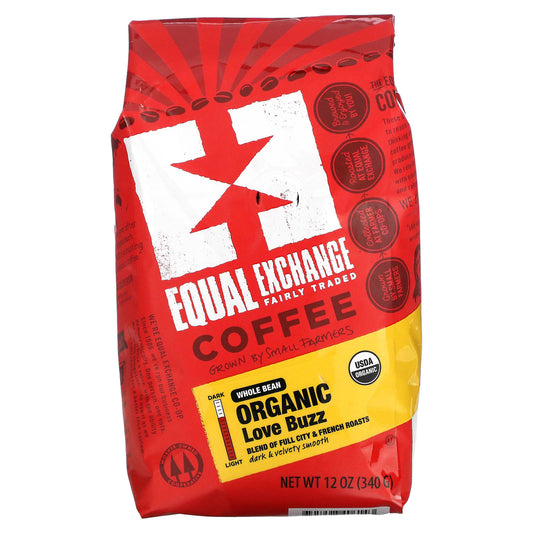 Equal Exchange-Organic Coffee-Love Buzz-Whole Bean-French Roasts-12 oz (340 g)