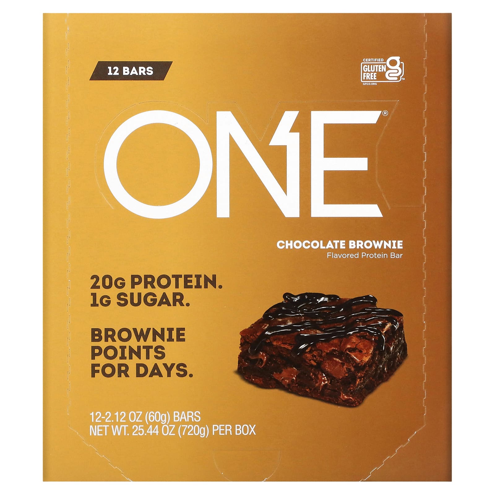 One Brands-ONE Bar-Chocolate Brownie-12 Bars-2.12 oz (60 g) Each