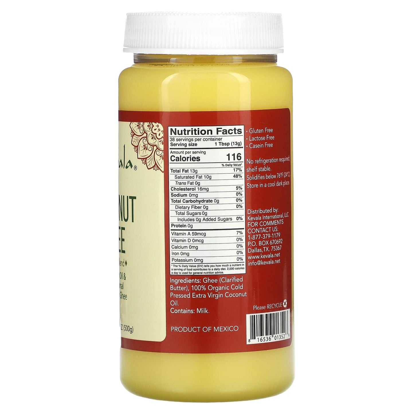 Kevala, Coconut Ghee, 50/50 Blend, 17.6 oz (500 g)