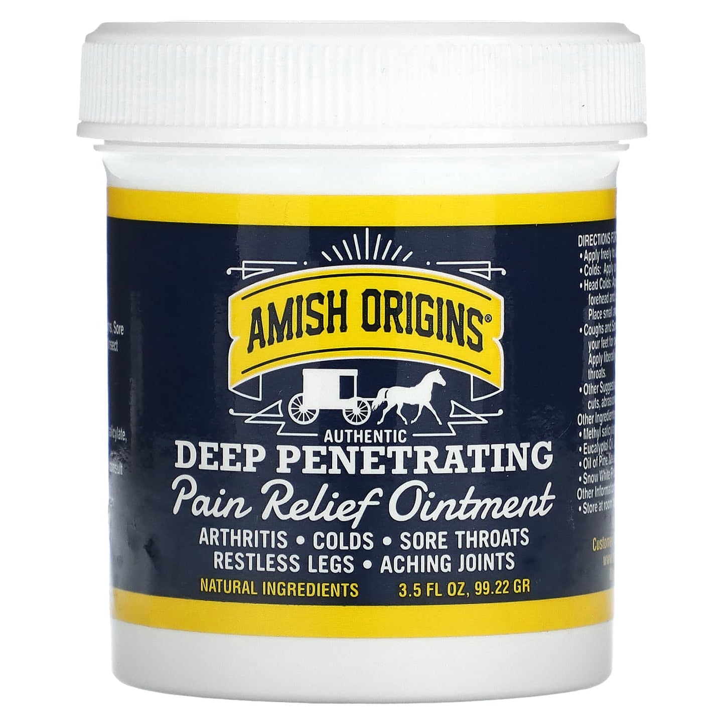 Amish Origins-Authentic Deep Penetrating-Pain Relief Ointment-3.5 fl oz (99.22 g)