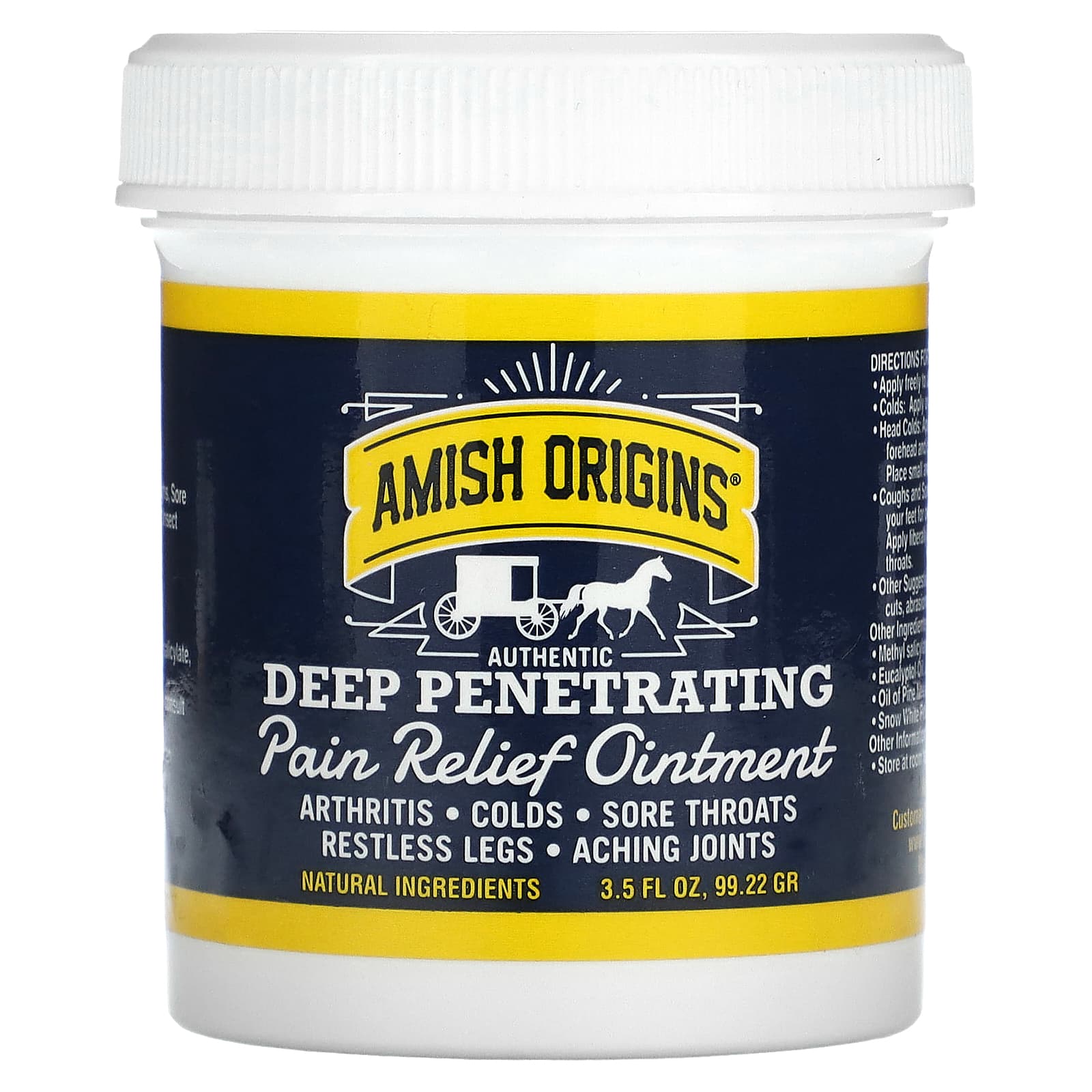 Amish Origins-Authentic Deep Penetrating-Pain Relief Ointment-3.5 fl oz (99.22 g)