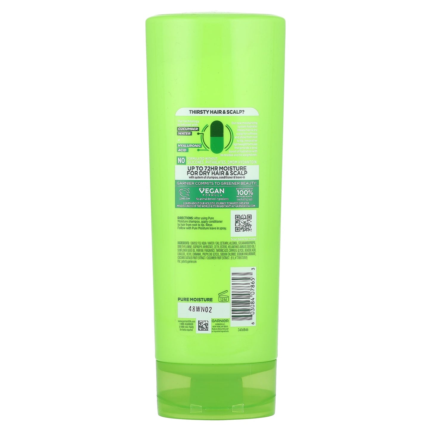 Garnier, Fructis, Pure Moisture, Hydrating Conditioner, For Dry Hair & Scalp, 11.3 fl oz (334 ml)