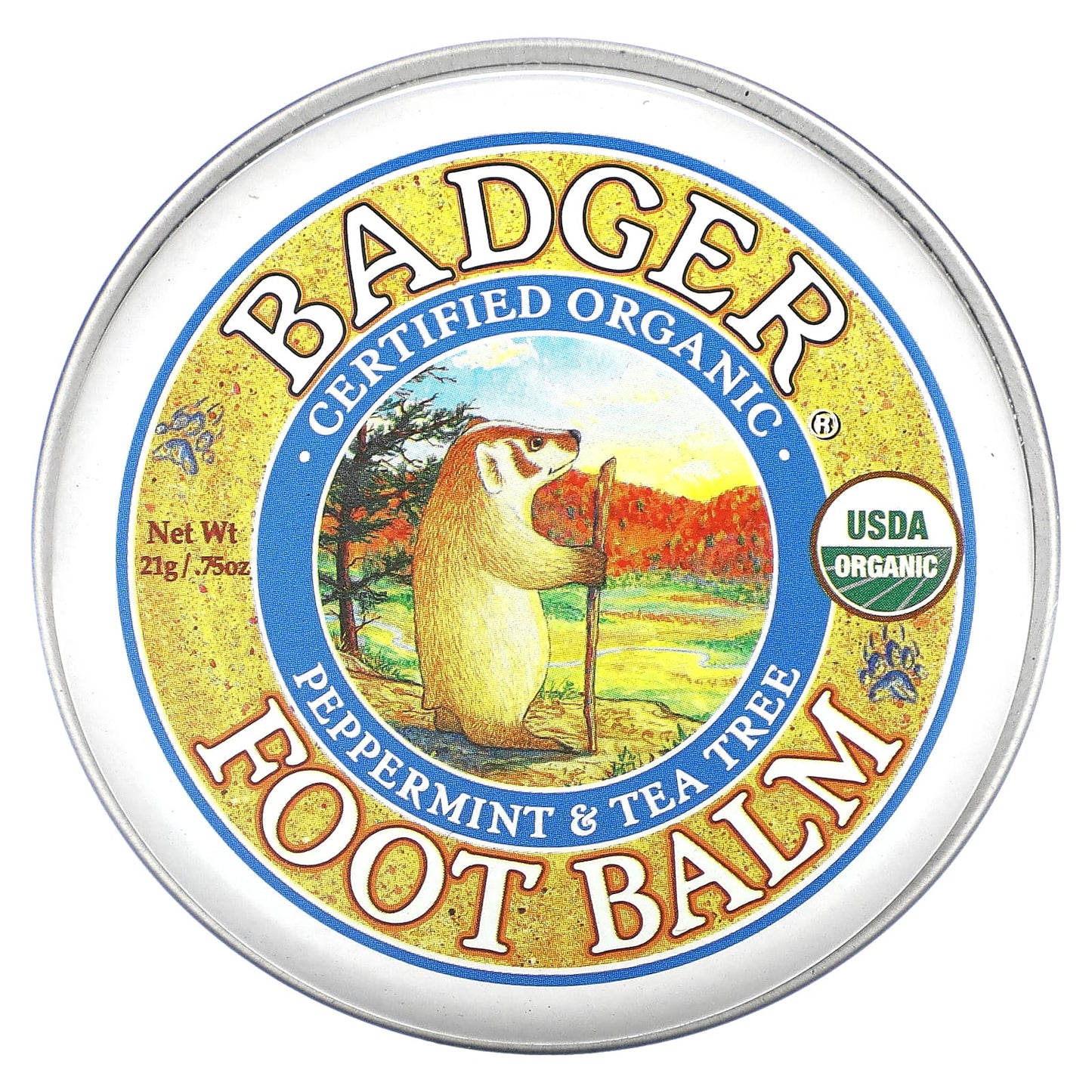 Badger Company-Organic Foot Balm-Peppermint & Tea Tree-0.75 oz (21 g)