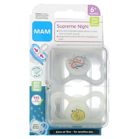 MAM-Supreme Night Pacifier-6+ Months-Clear-2 Count