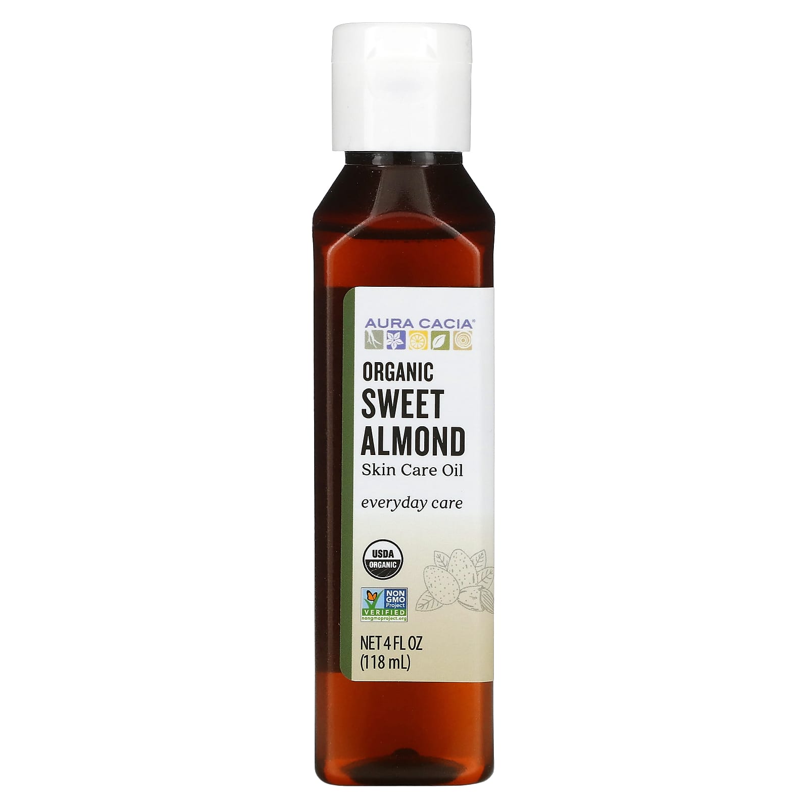 Aura Cacia-Organic-Skin Care Oil-Sweet Almond-4 fl oz (118 ml)