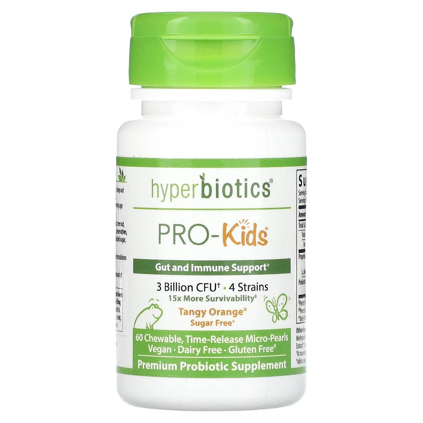 Hyperbiotics-PRO-Kids-Sugar Free-Tangy Orange-3 Billion CFU-60 Chewable Time-Release Micro-Pearls