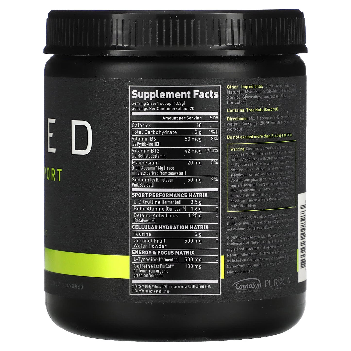 Kaged, PRE-KAGED Sport, Pre-Workout, Mango Lime, 9.38 oz (266 g)