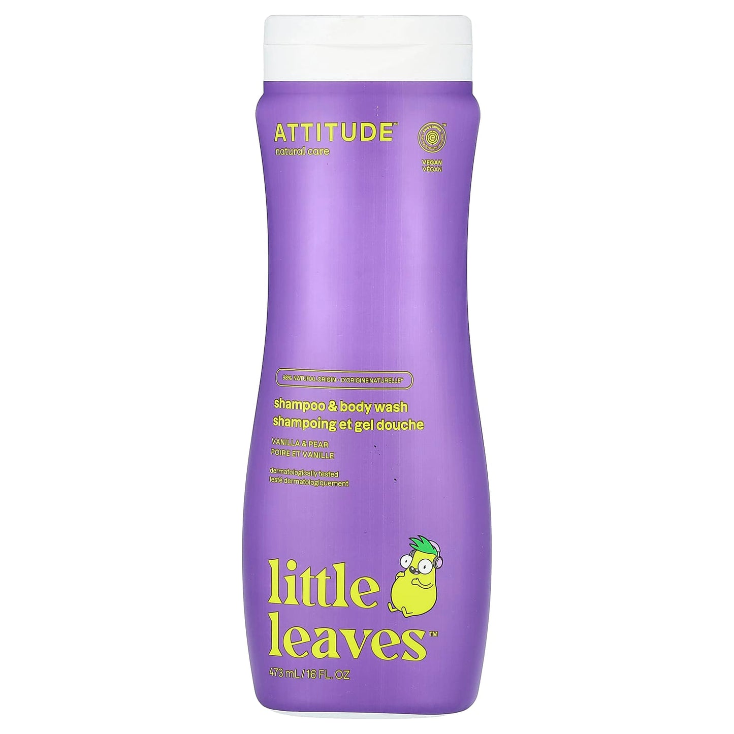 ATTITUDE-Little Leaves-Shampoo & Body Wash-Vanilla & Pear-16 fl oz (473 ml)