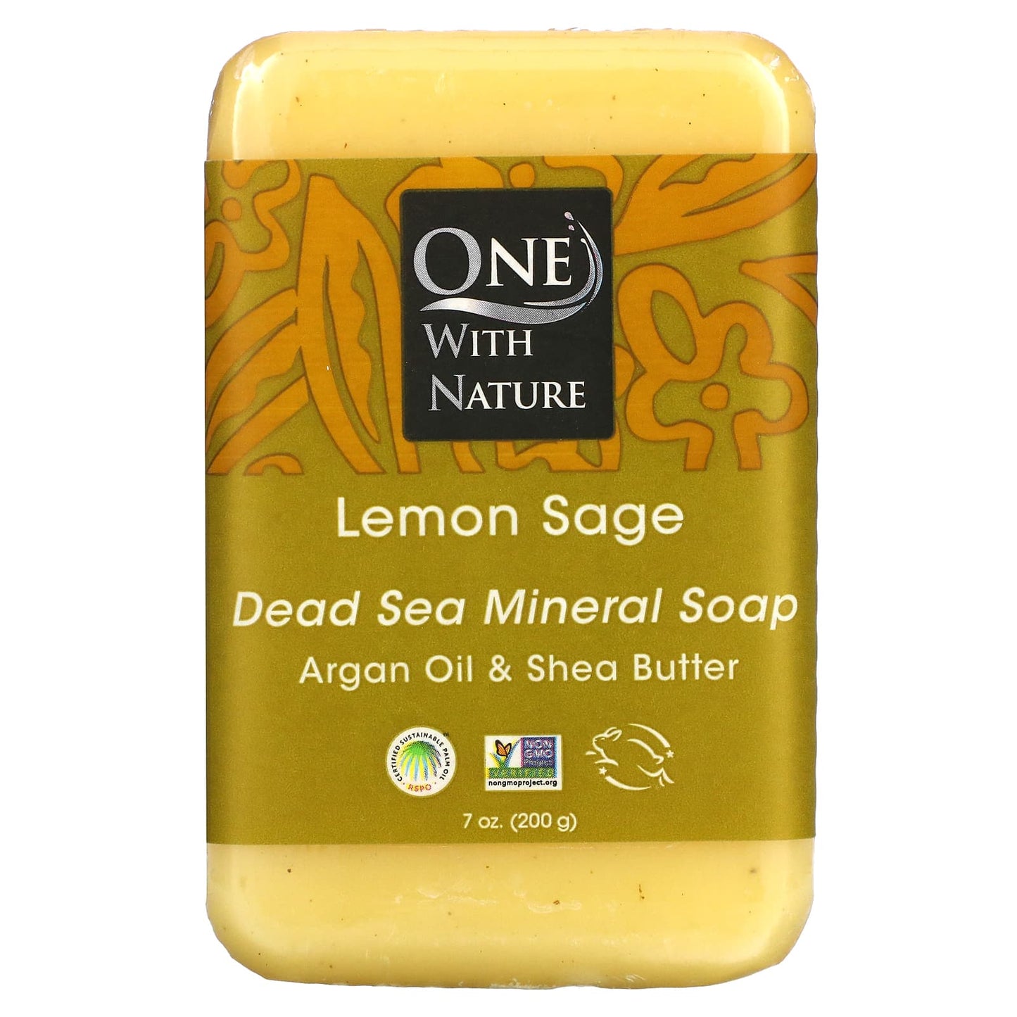 One with Nature-Dead Sea Mineral Soap Bar-Lemon Sage-7 oz (200 g)