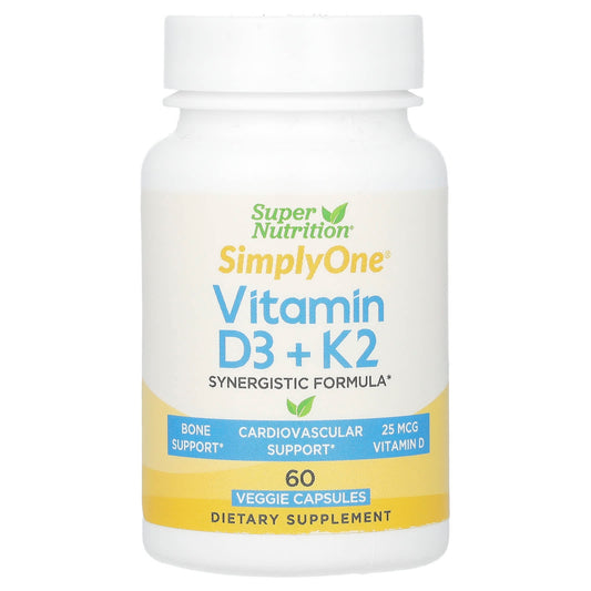 Super Nutrition-Vitamin D3 + K2- 60 Veggie Capsules