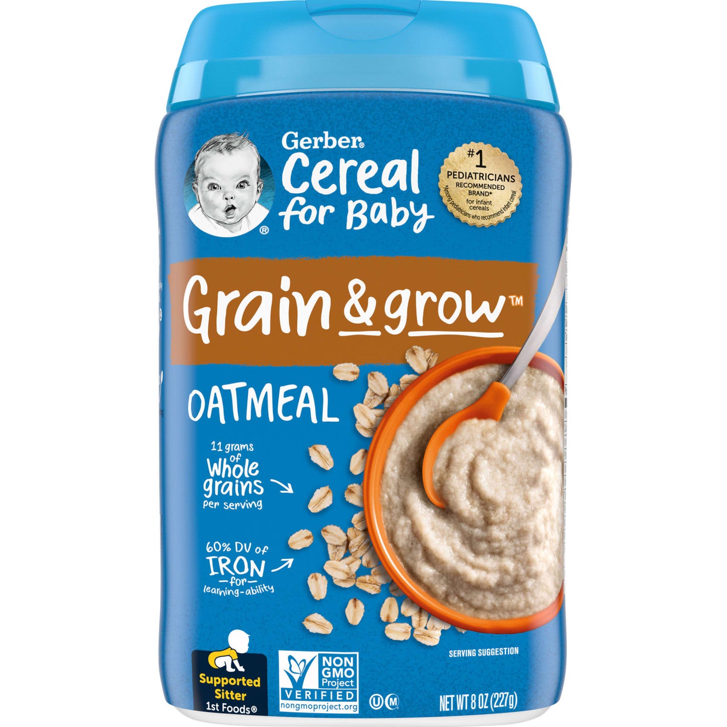 Gerber-Cereal for Baby-Grain & Grow-1st Foods-Oatmeal-8 oz (227 g)