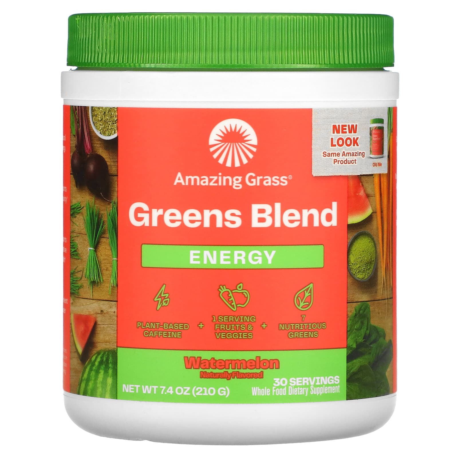 Amazing Grass-Green Blend-Energy-Watermelon-7.4 oz (210 g)