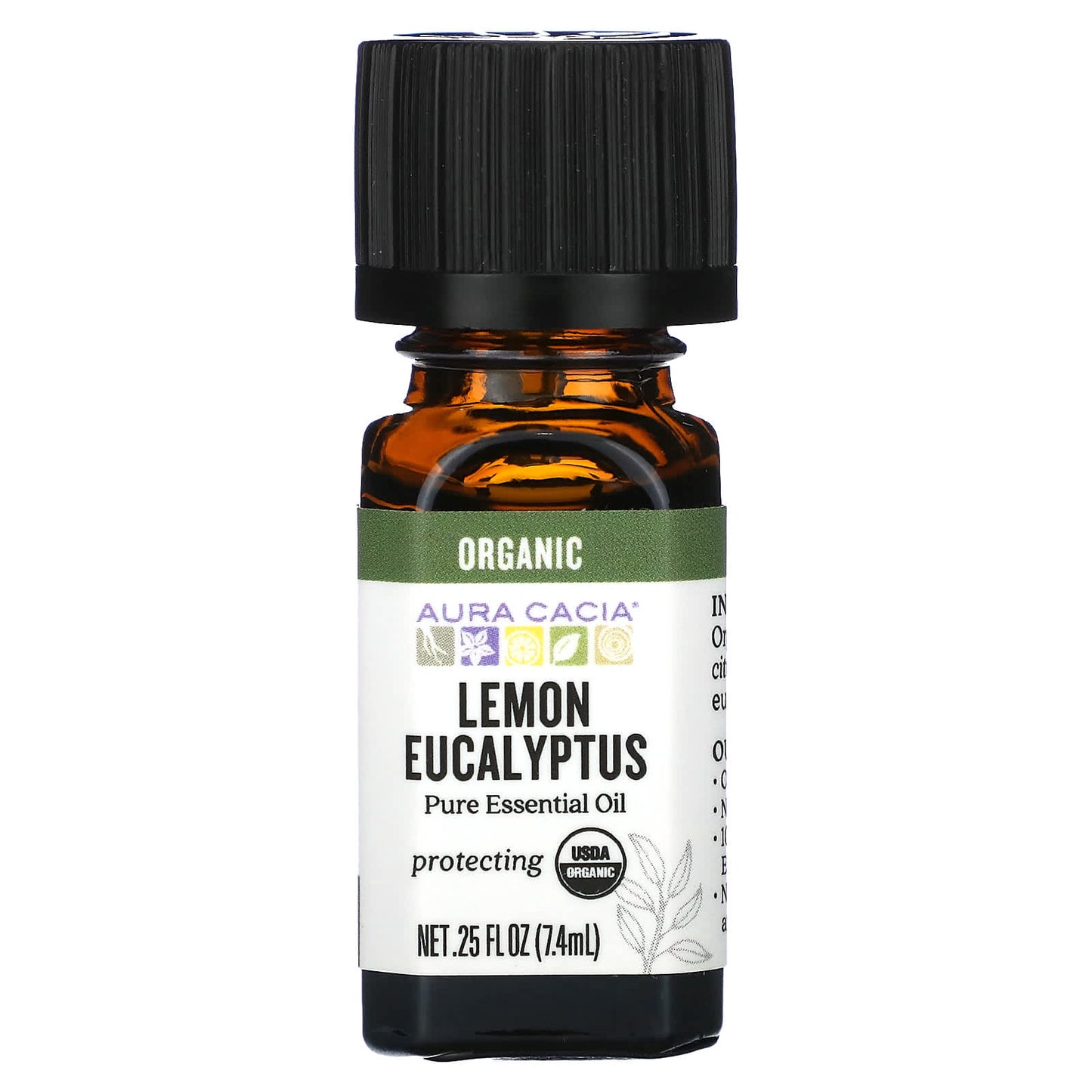 Aura Cacia-Organic Pure Essential Oil-Lemon Eucalyptus-0.25 fl oz (7.4 ml)