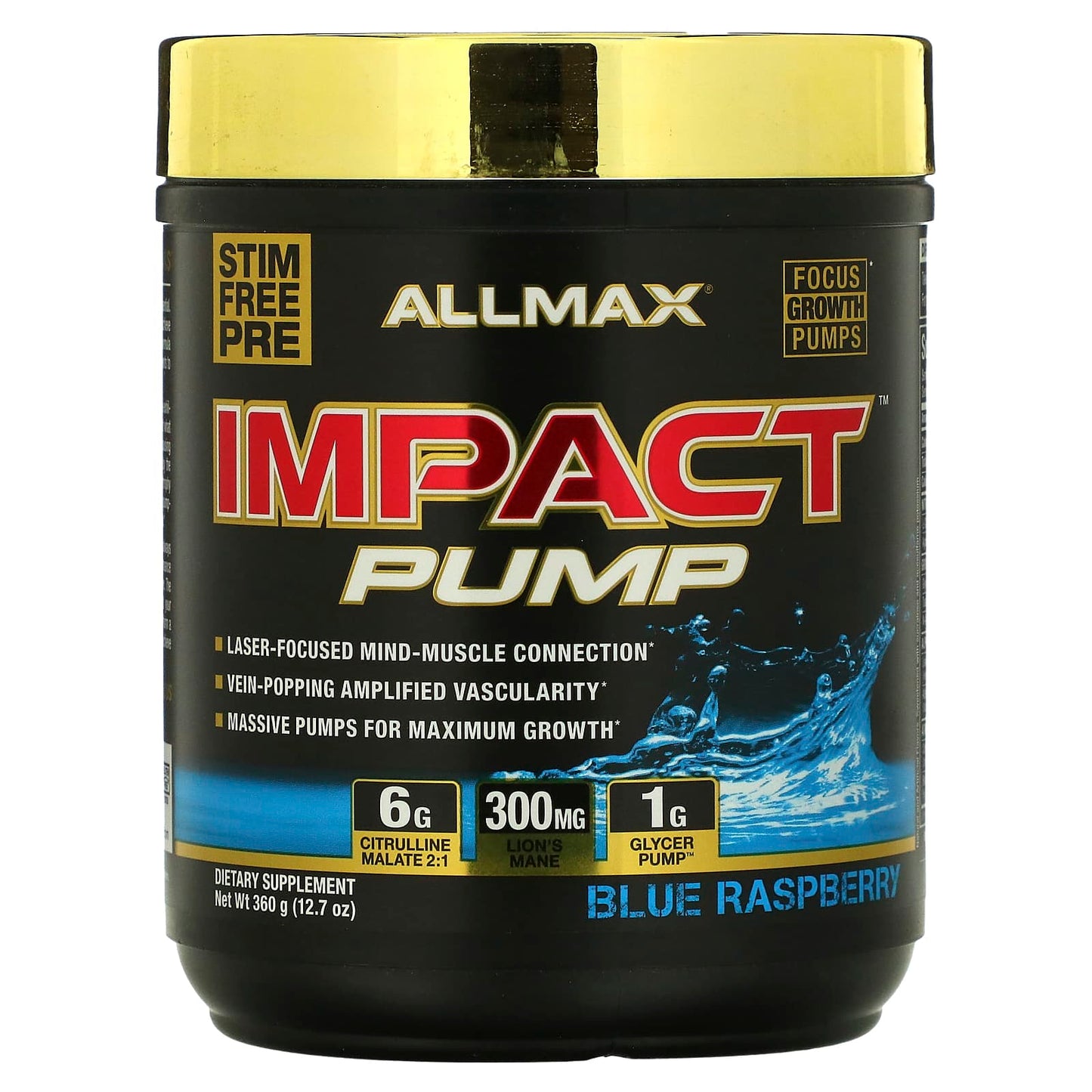 ALLMAX-IMPACT Pump-Blue Raspberry-12.7 oz (360 g)