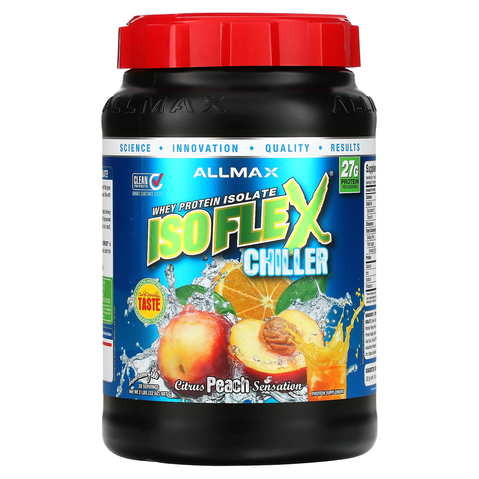 ALLMAX-Isoflex Chiller-Whey Protein Isolate-Citrus Peach Sensation-2 lbs (907 g)