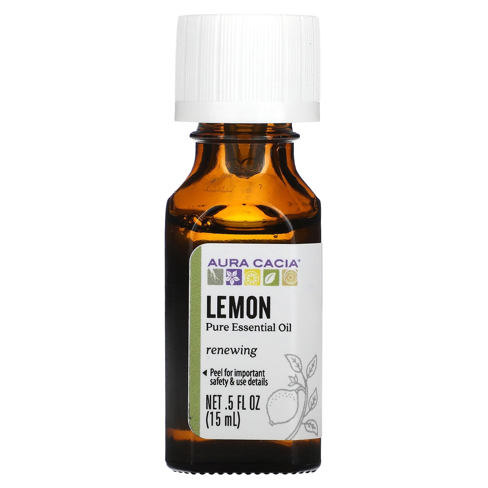 Aura Cacia-Pure Essential Oil-Lemon-0.5 fl oz (15 ml)