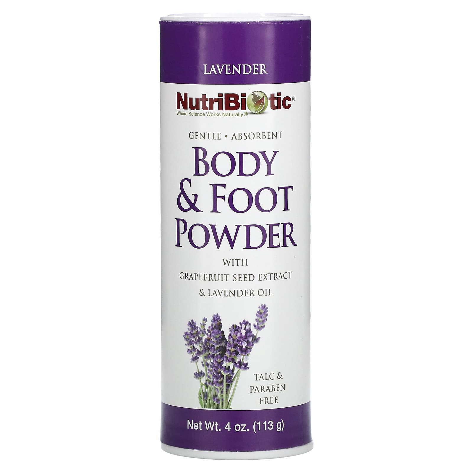 NutriBiotic-Body & Foot Powder with Grapefruit Seed Extract & Lavender Oil-Lavender-4 oz (113 g)