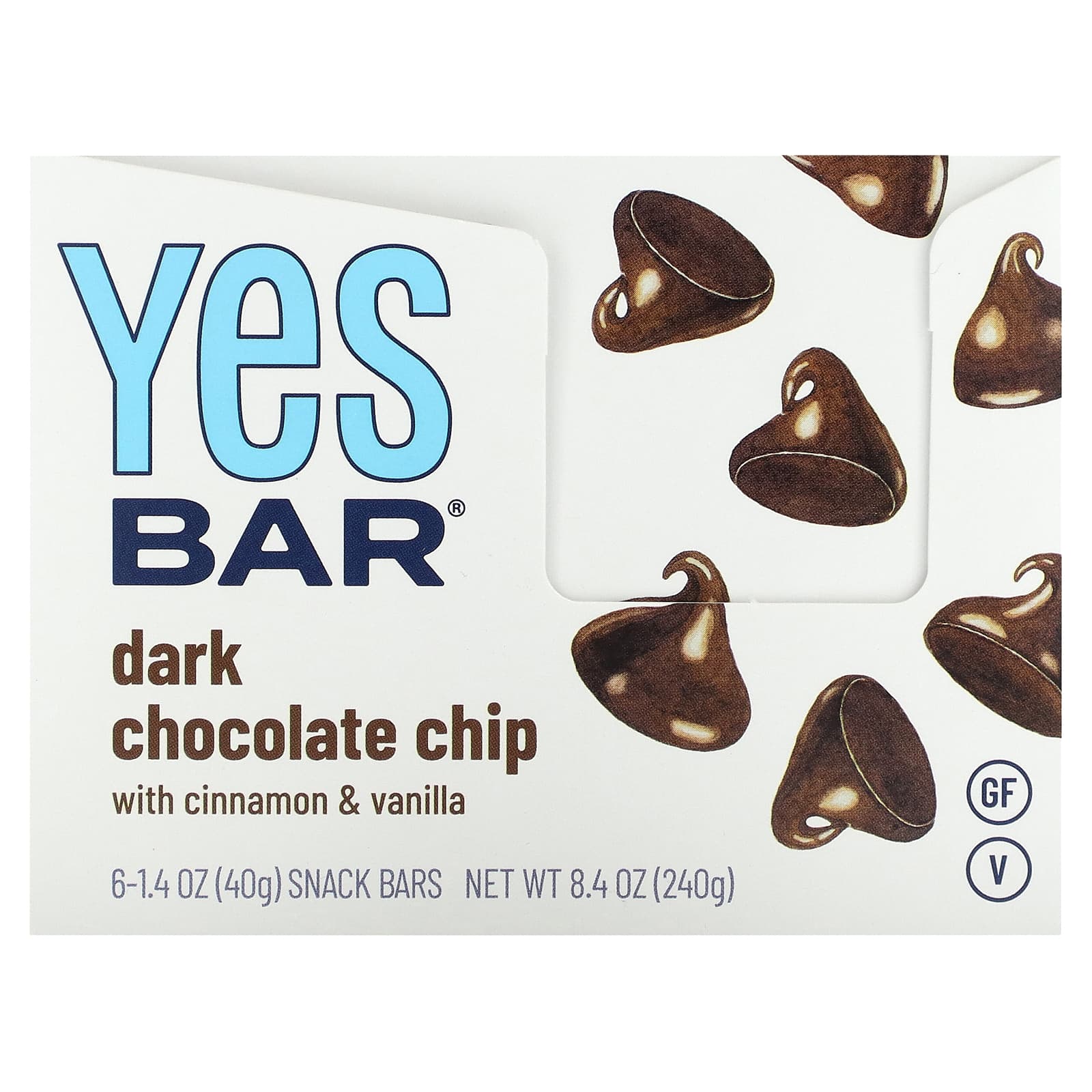 Yes Bar-Snack Bar-Dark Chocolate Chip-6 Bars-1.4 oz (40 g) Each