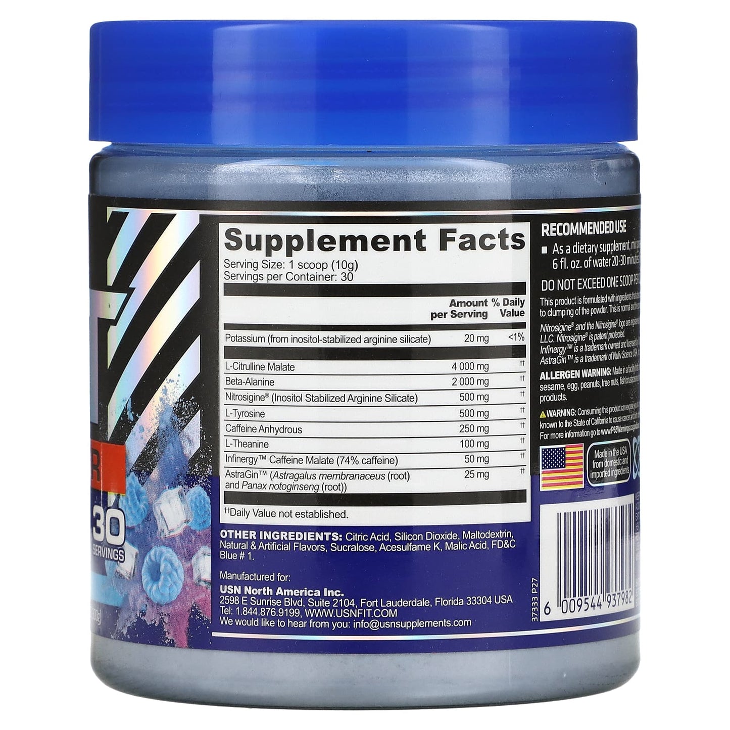 USN, 3XT Power, All-In-One Explosive Pre-Workout, Icy Blue Burst, 10.58 oz (300 g)