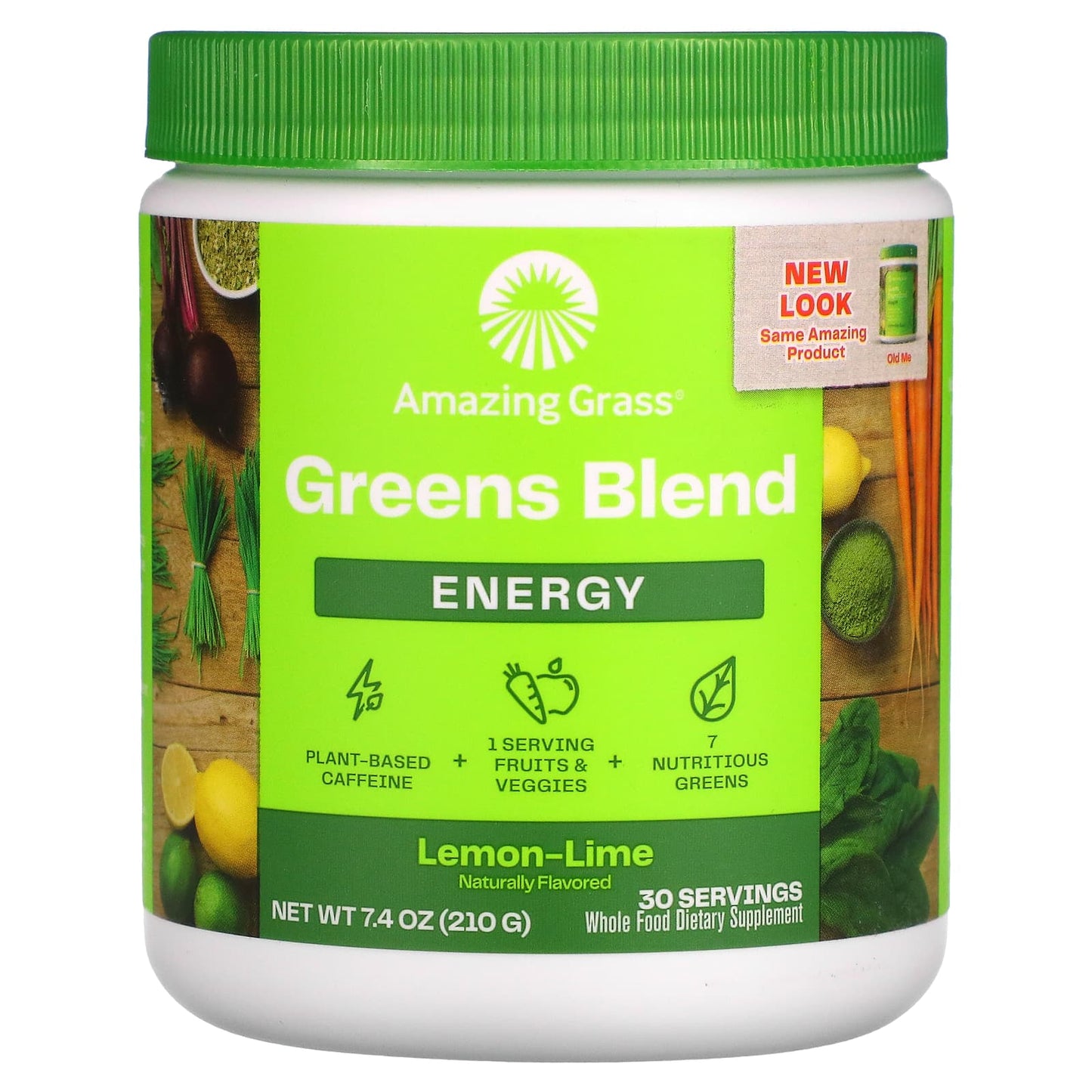 Amazing Grass-Greens Blend-Energy-Lemon Lime-7.4 oz (210 g)