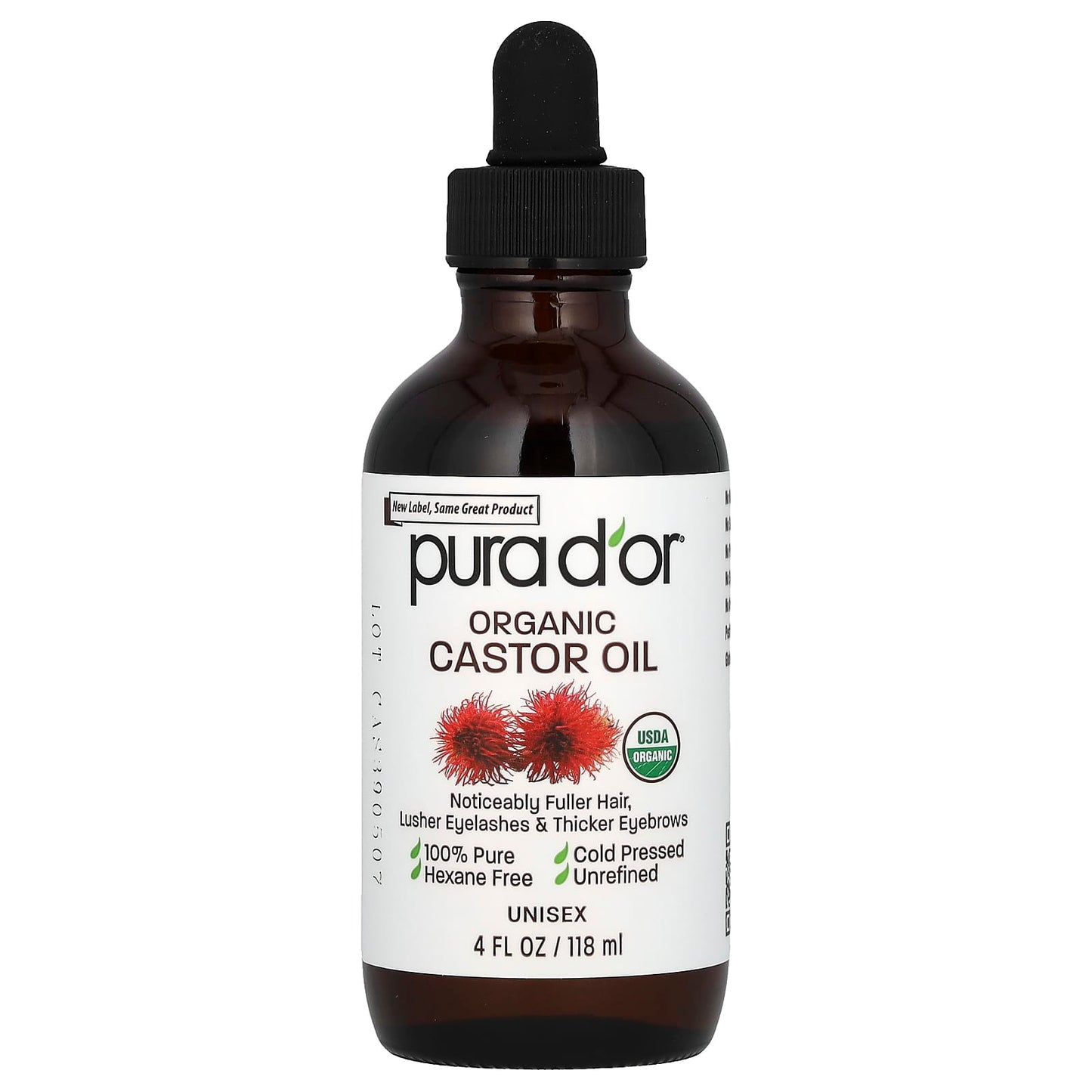 Pura D'or-Organic Castor Oil-4 fl oz (118 ml)