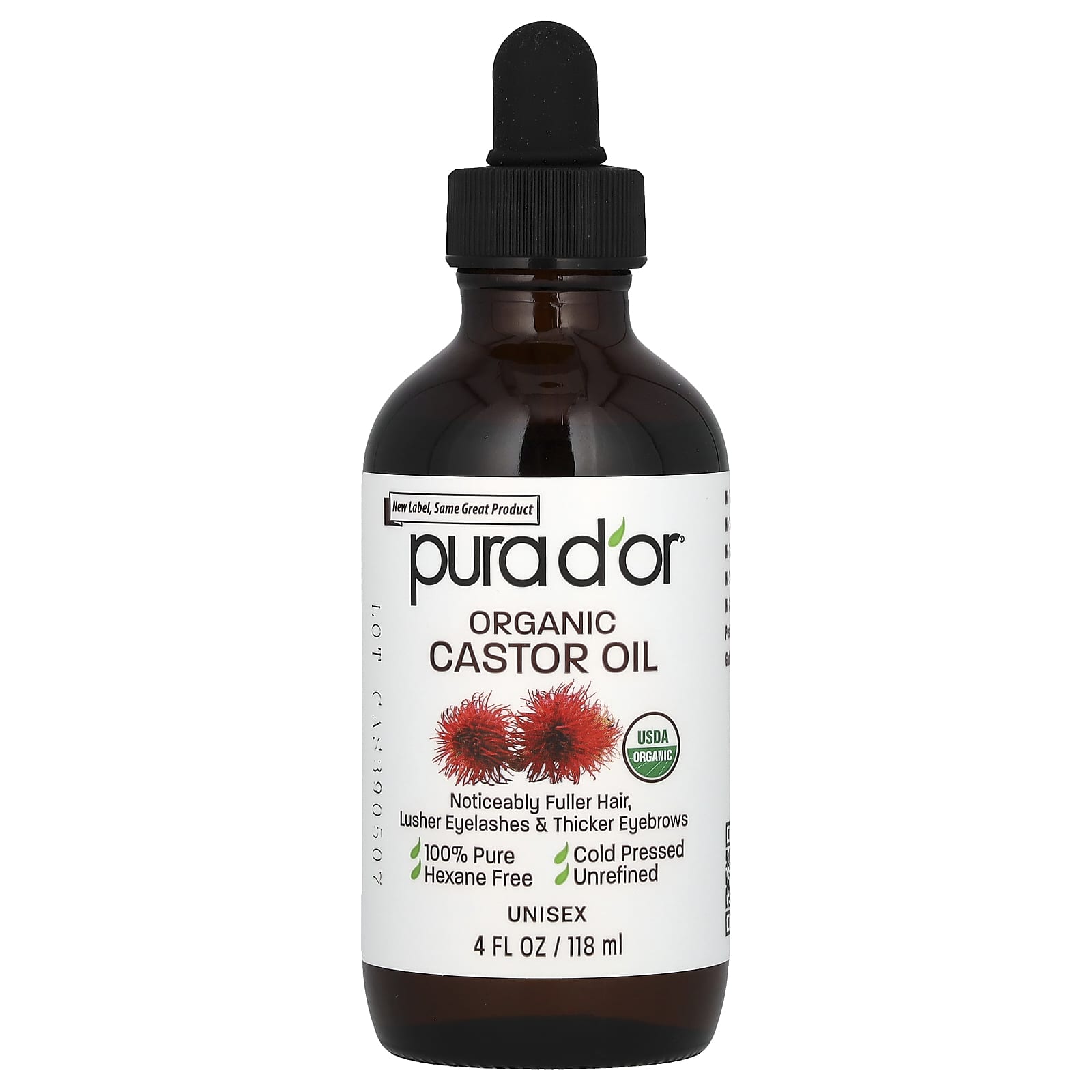 Pura D'or-Organic Castor Oil-4 fl oz (118 ml)