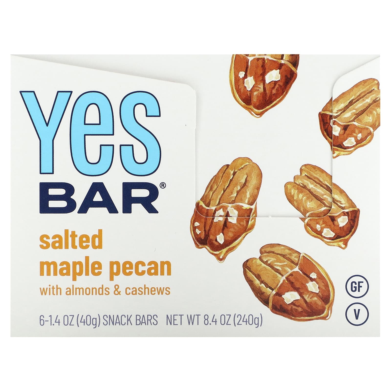 Yes Bar-Snack Bar-Salted Maple Pecan-6 Bars-1.4 oz (40 g) Each