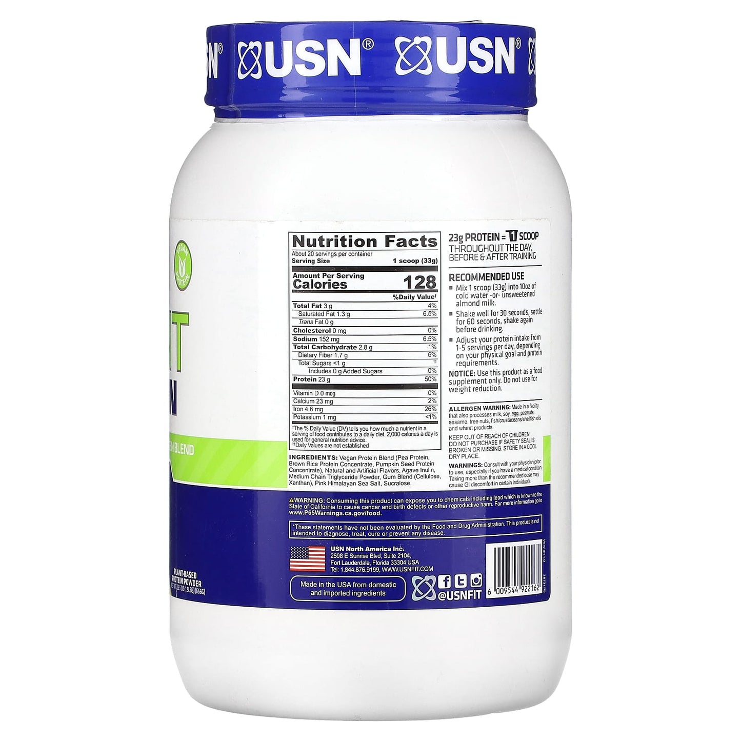 USN, Plant Protein, Vanilla, 1.5 lbs (666 g)