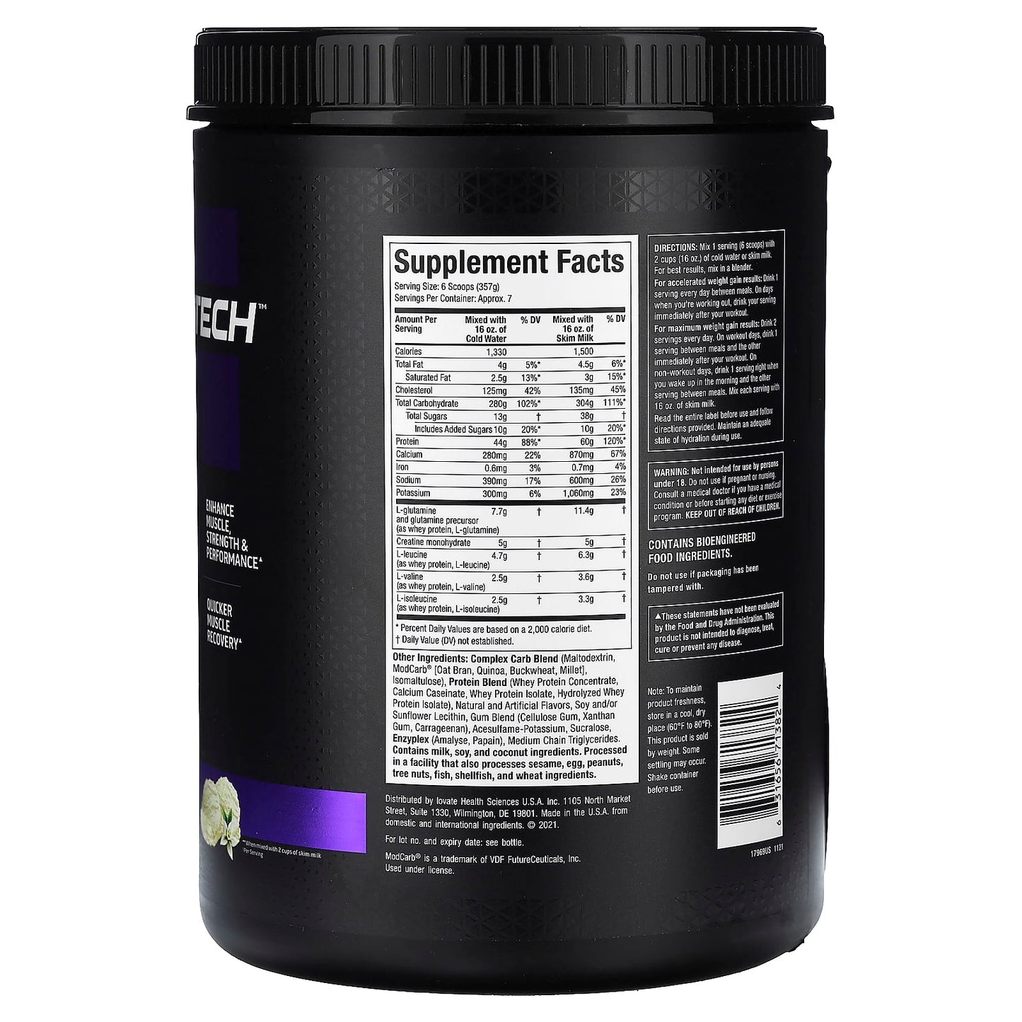 MuscleTech, 100% Mass Gainer, Vanilla Milkshake, 5.15 lbs (2.33 kg)