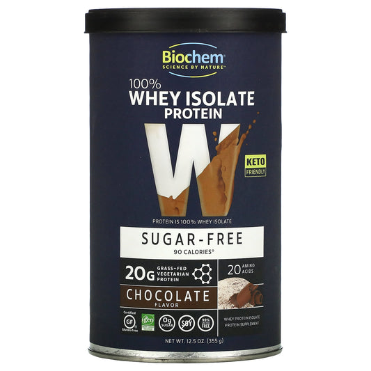 Biochem-100% Whey Isolate Protein-Sugar Free-Chocolate-12.5 oz (355 g)