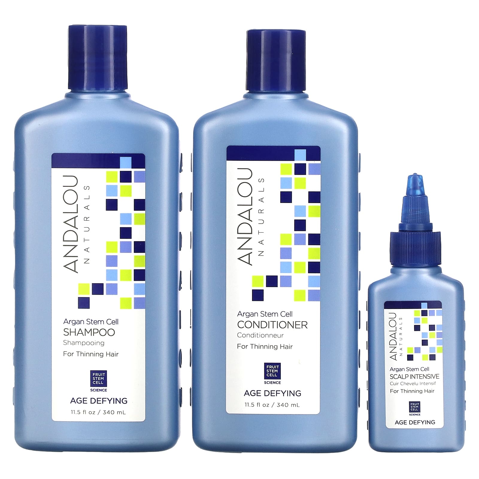 Andalou Naturals-Argan Stem Cell-Thinning Hair System-Age Defying-3 Piece Kit