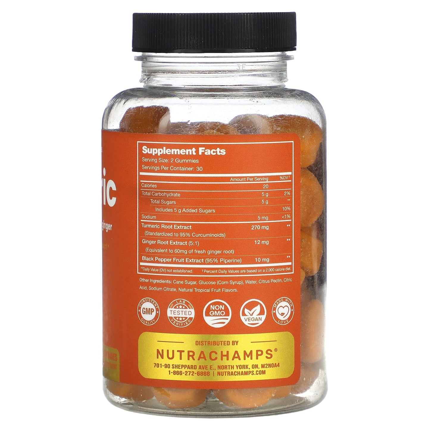 NutraChamps, Turmeric, Natural Tropical Fruit, 60 Vegan Gummies