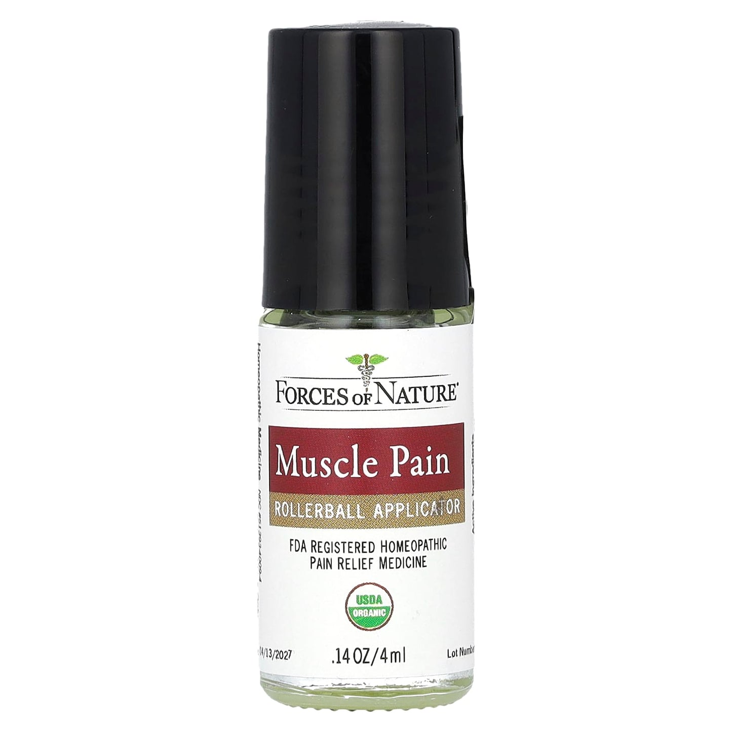 Forces of Nature, Muscle Pain Roll-On, Organic Plant Medicine , 0.14 fl oz (4 ml)