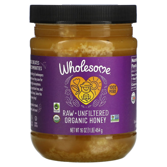 Wholesome Sweeteners-Raw + Unfiltered Organic Honey-16 oz (454 g)