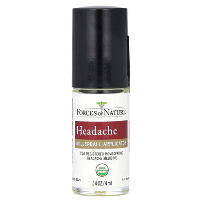 Forces of Nature, Headache Roll-On, Organic Plant Medicine, 0.14 oz (4 ml)