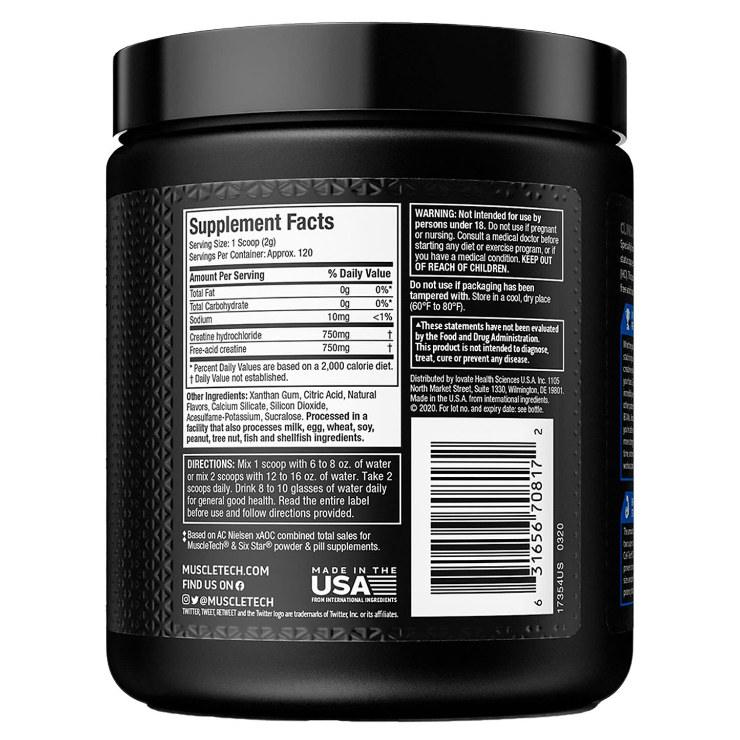 MuscleTech, Cell Tech CREACTOR, Creatine HCl + Free-Acid Creatine, Unflavored, 8.30 oz (235 g)