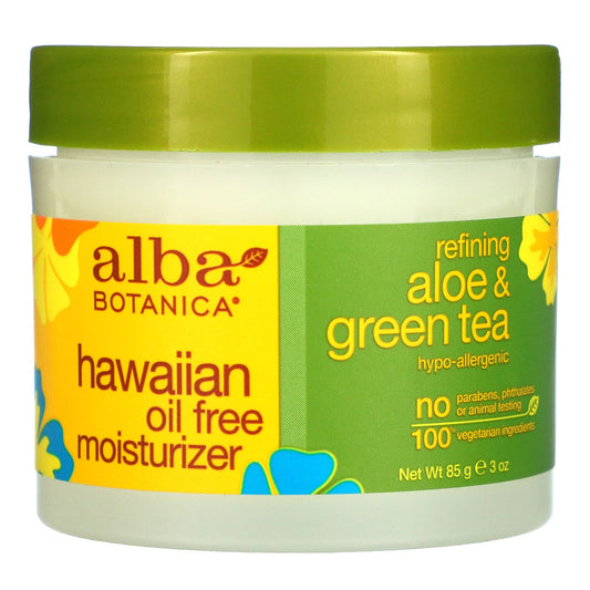 Alba Botanica-Hawaiian Oil Free Moisturizer-Refining Aloe & Green Tea-3 oz (85 g)