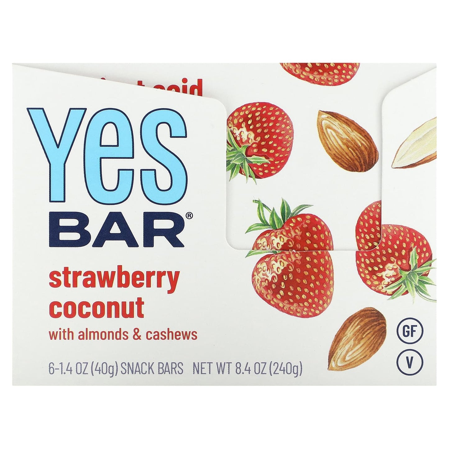 Yes Bar-Snack Bar-Strawberry Coconut-6 Bars-1.4 oz (40 g) Each