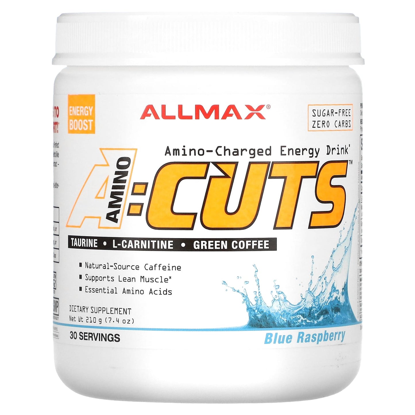 ALLMAX-ACUTS-Amino-Charged Energy Drink-Blue Raspberry-7.4 oz (210 g)