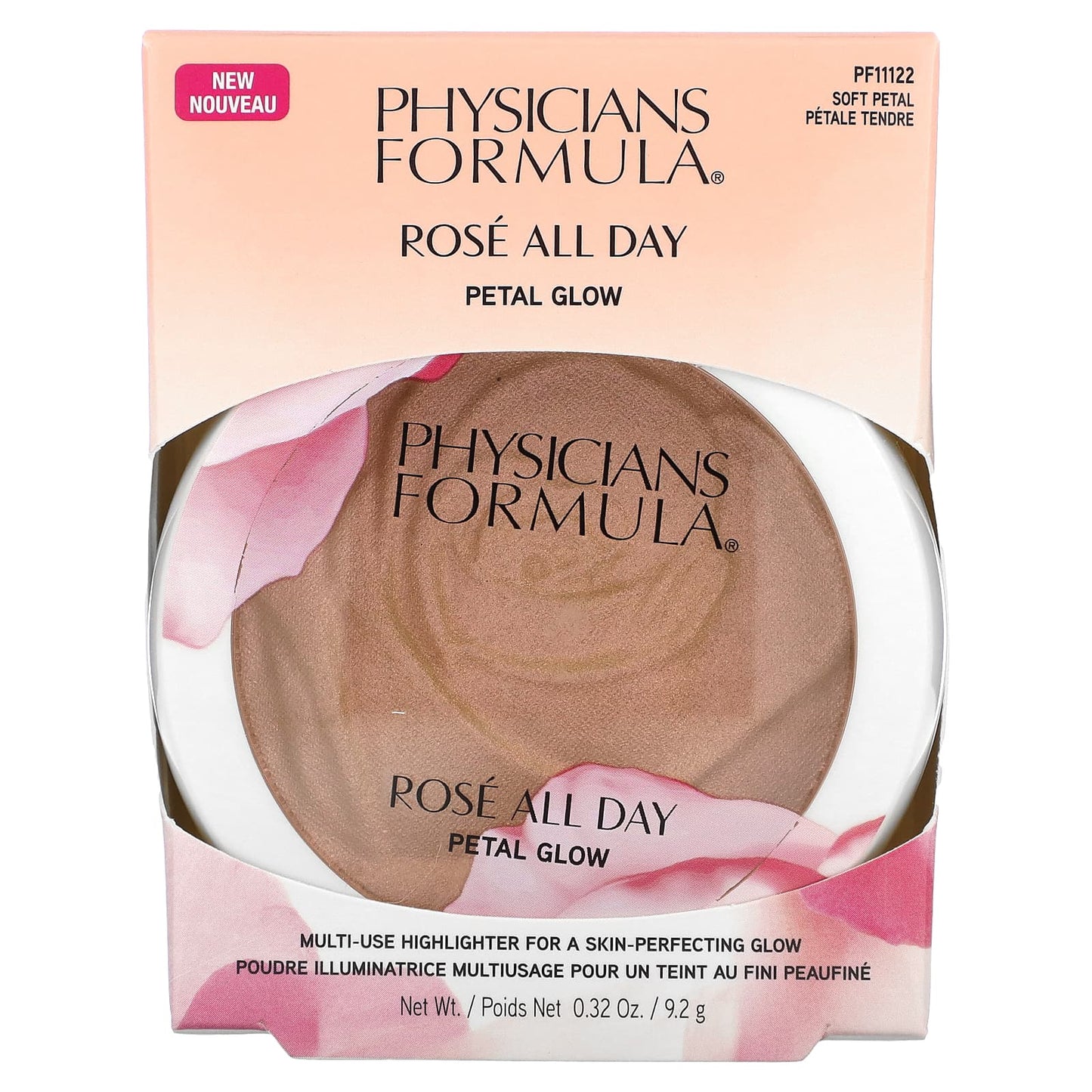 Physicians Formula, Rose All Day Petal Glow, Multi Use Highlighter, Soft Petal, 0.32 oz (9.2 g)