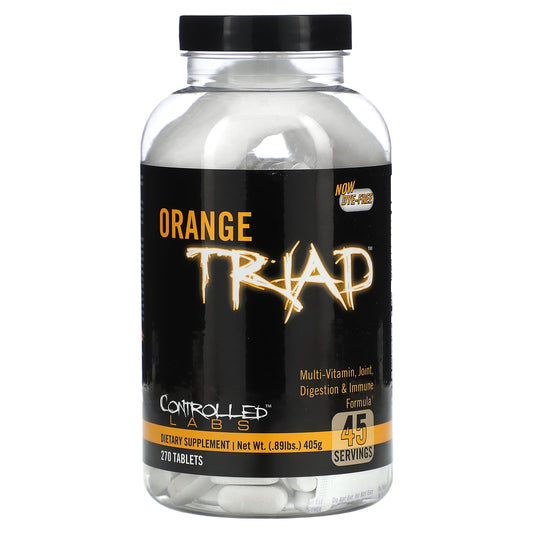 Controlled Labs-Orange Triad-Multi-Vitamin-Joint-Digestion & Immune Formula-270 Tablets