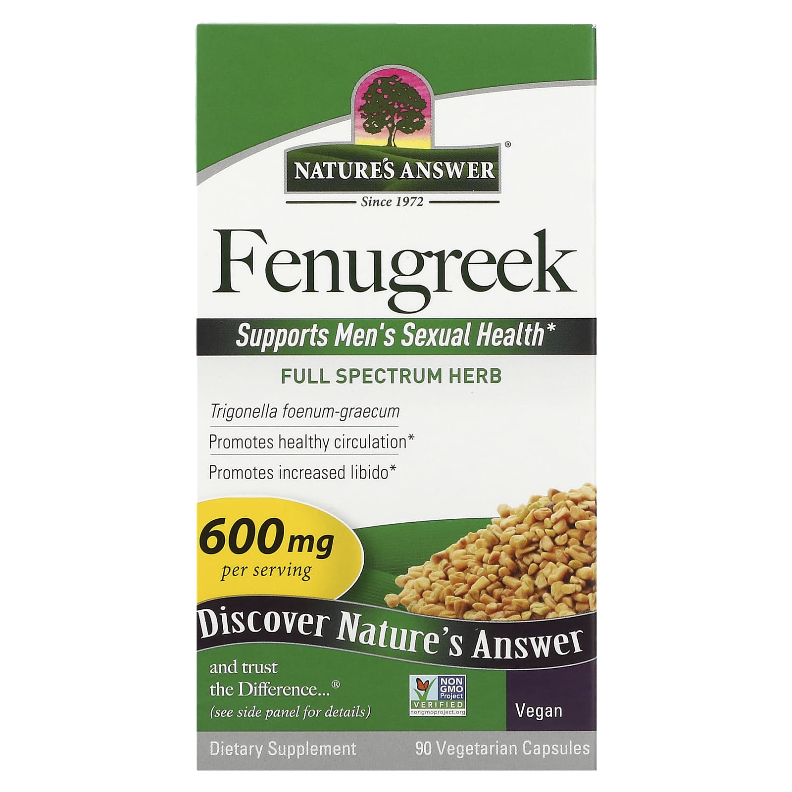 Nature's Answer-Fenugreek-600 mg-90 Vegetarian Capsules